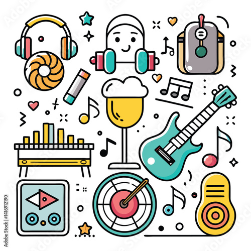 Colorful Music and Entertainment Icons
