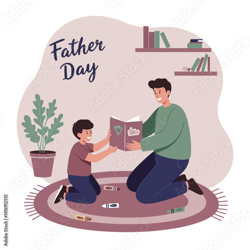 Father lifting daughter outdoors in casual clothes celebrating Father Day with soft pastel colors flat vector illustration