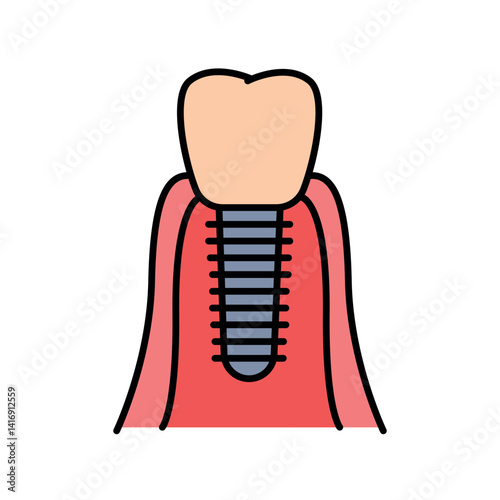 dental implant color flat icon for digital and print projects.