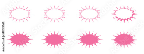 シンプルな細長いギザギザした形 吹き出し セット