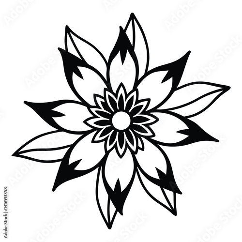 passion flower line art vector on white background