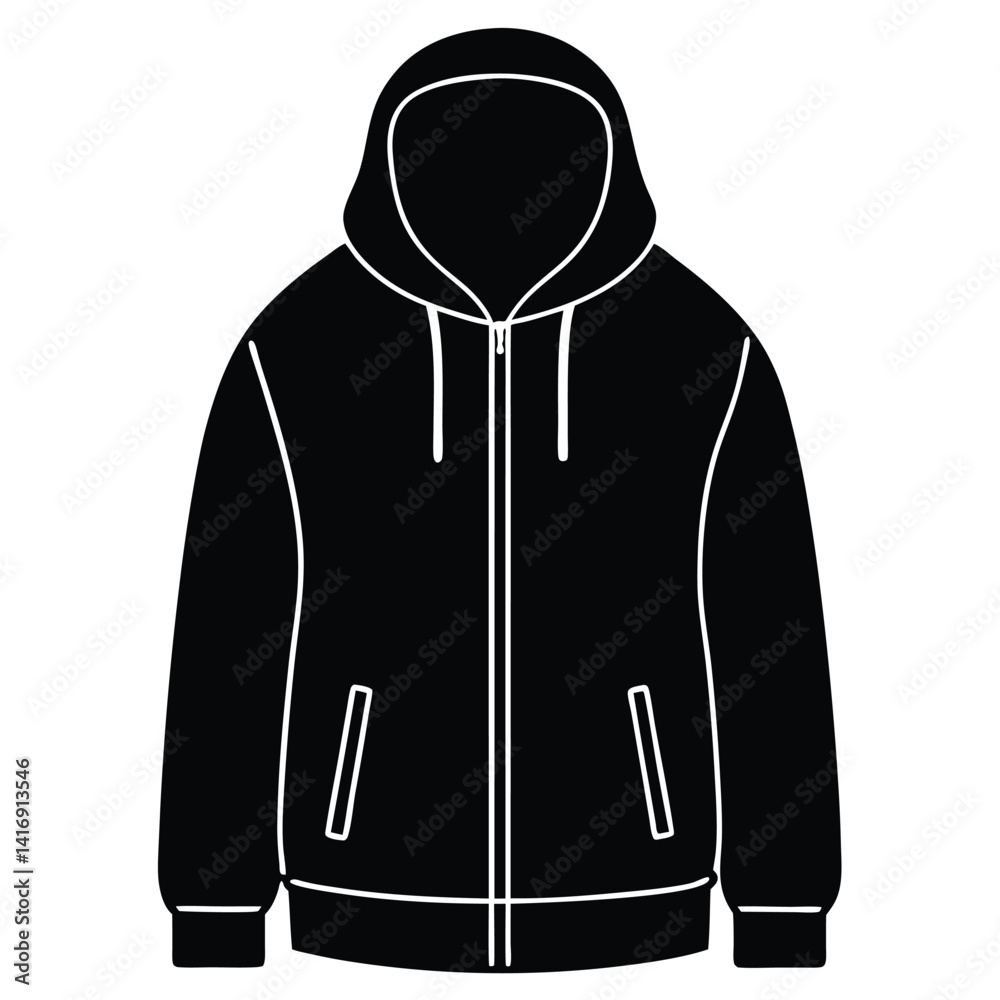black and white jacket vector isolated on a white background