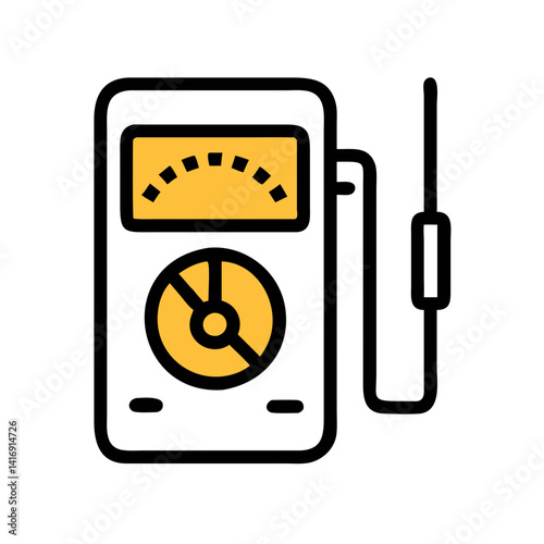 Vintage radio equipment symbol illustration, golden color