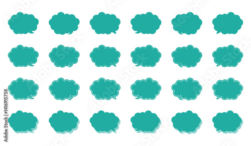 シンプルな丸みのある雲形 吹き出し セット