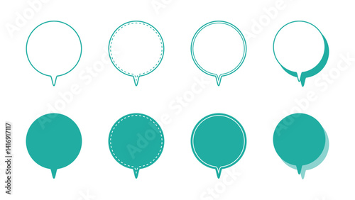 シンプルな丸形の下向き 吹き出し セット