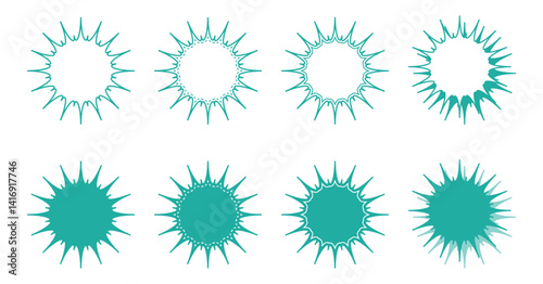 シンプルなギザギザした形 吹き出し セット