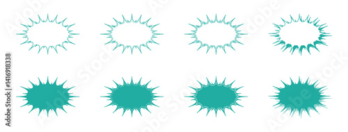 シンプルな細長いギザギザした形 吹き出し セット