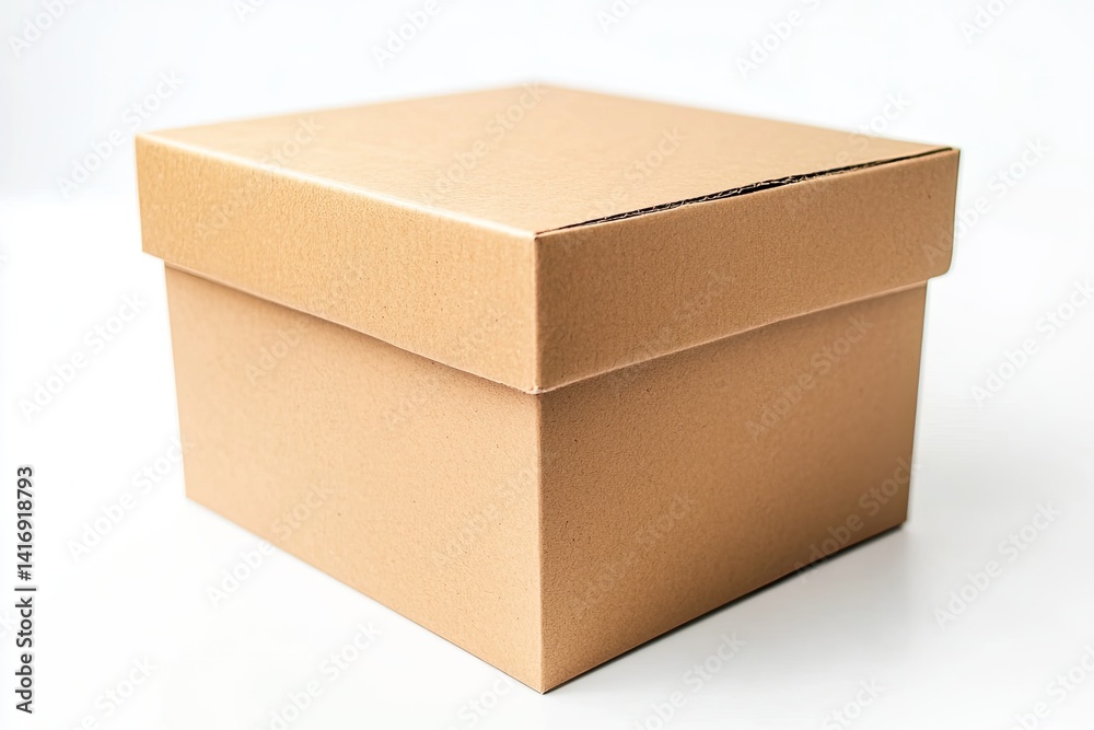 A closed, brown cardboard box with a white background A closed, brown cardboard box with a white background