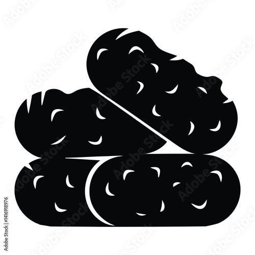 Chicken Nuggets Silhouette, Vector, Icon, Logo, White Background.