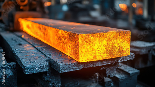 High-grade steel slab being formed with hydrogen flames in a clean, fossil-free facility