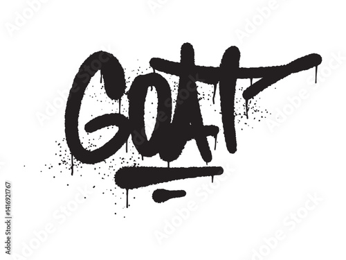 Urban Style Black Graffiti Lettering "GOAT" with a Grunge Texture on a White Background