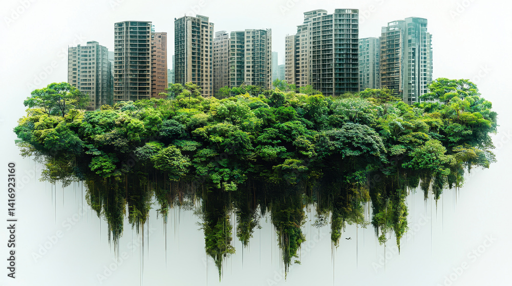 Obraz premium Digital landscape showcasing energy-efficient AI and sustainable algorithms fueling green cities with minimal power usage