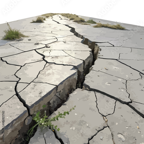 surface crackes and fissure on ground