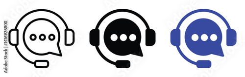 live chat icon vector. customer service and support icon. headset with speech bubble vector icon. call center worker icon. assistance, technical support, customer service, call center, hotline icon. 