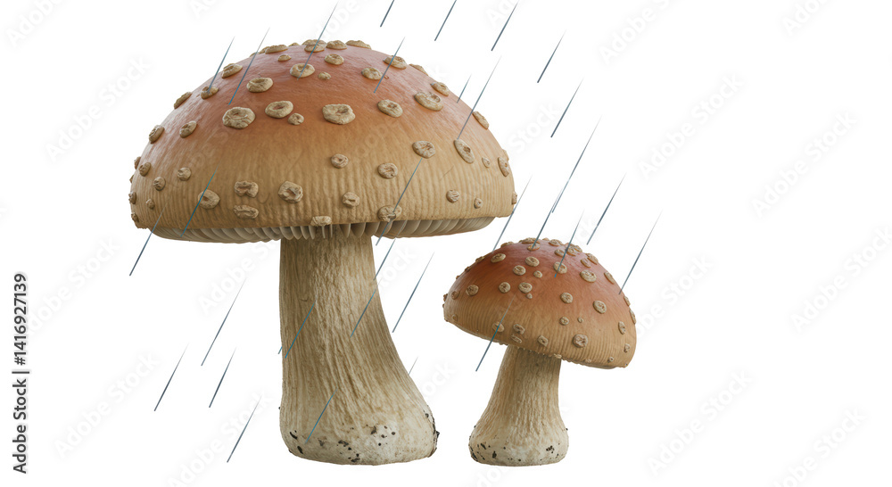 Isolated Two Mushrooms in the Rain Forest Isolated Two Mushrooms in the Rain Forest