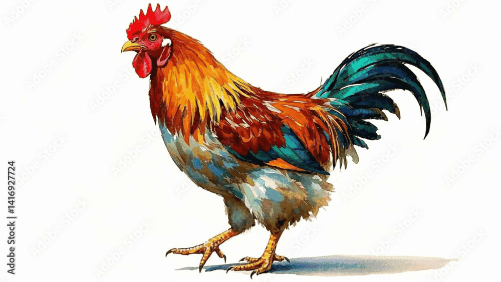 Fototapeta premium Featherwash chicken isolated watercolor vector illustration svg 