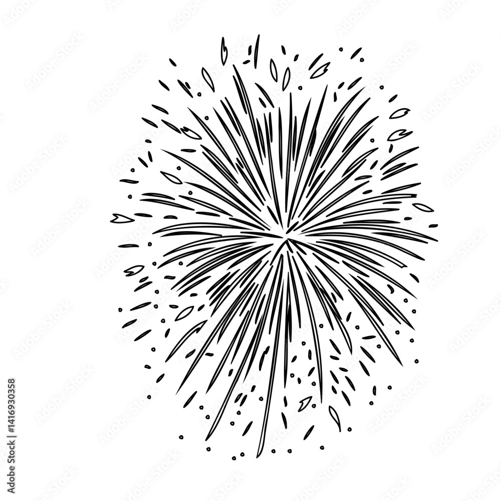 Naklejka premium Hand-Drawn Sparkle Burst Fireworks Celebration