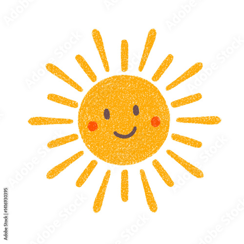 色鉛筆タッチの太陽のイラスト①