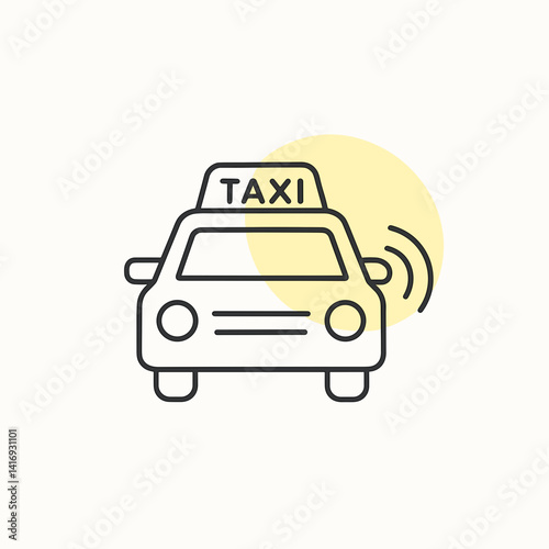 Taxi icon with a signaling sound against a minimalist background  