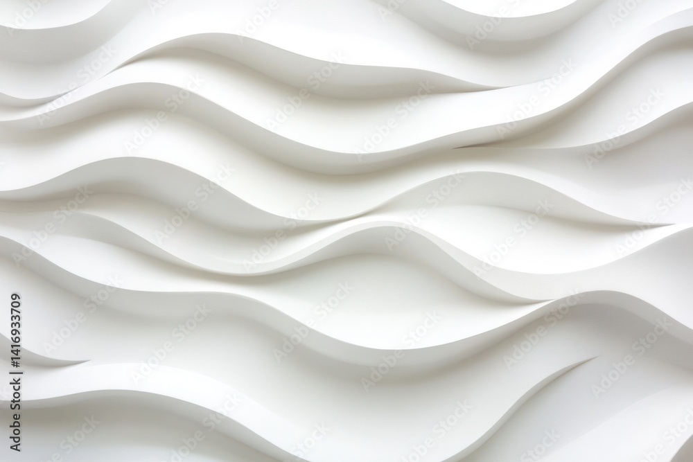 Fototapeta premium abstract white wavy pattern creating dynamic texture with shadow play. modern minimalist design concept. background, art, design.