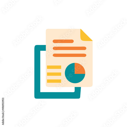 Document icon with chart illustration in vibrant colors  