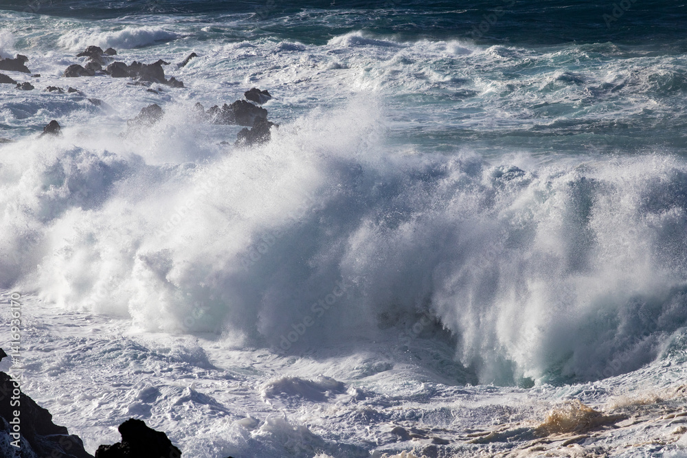 big waves in Porto Moniz, Madeira