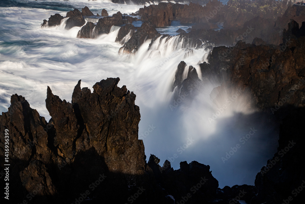 big waves in Porto Moniz, Madeira