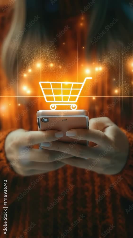 Smartphone user: modern shopper, stylish female, online retail, handheld gadget, payment method, digital choice, checkout option, browsing clip, trendy apparel, tech engagement, mobile commerce
