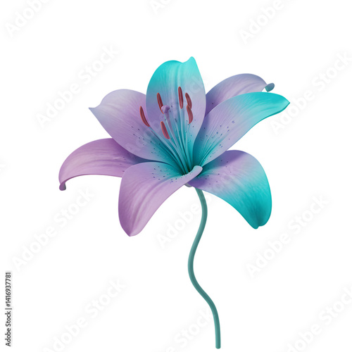 Elegant isolated lily flower with gradient petals on a pristine white backdrop