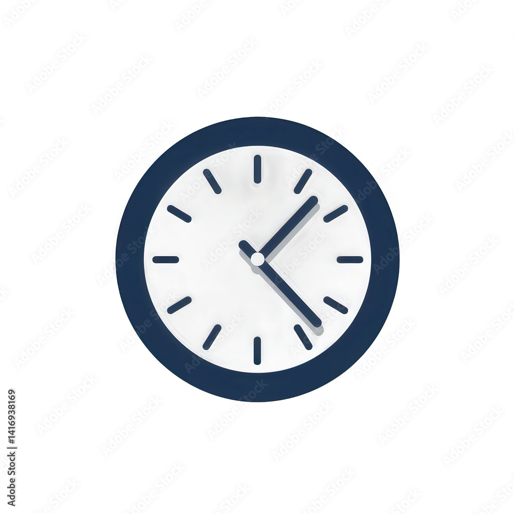A minimalist wall clock with a navy blue frame and white face, showcasing the time with simple hour and minute hands against a plain background , isolated on white or transparent png A minimalist wall clock with a navy blue frame and white face, showcasing the time with simple hour and minute hands against a plain background , isolated on white or transparent png