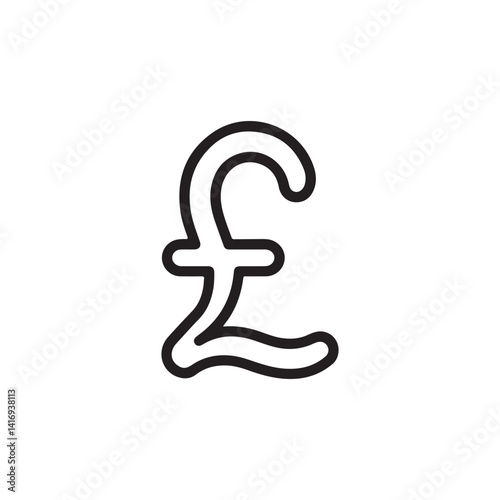 Minimal Pound Currency Icon on White Background
