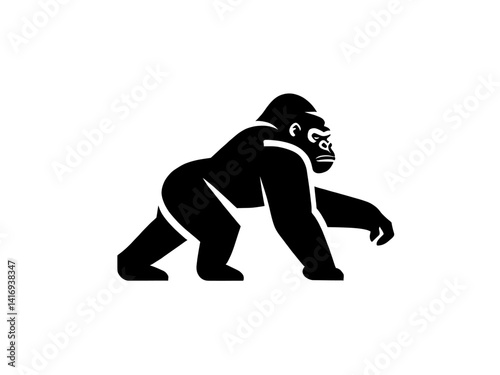 Minimalist Gorilla Silhouette Logo On White Background