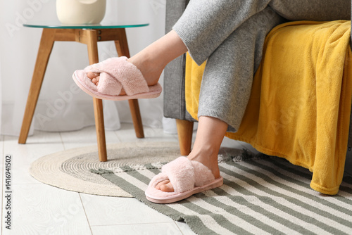 Woman's feet in soft pink f...