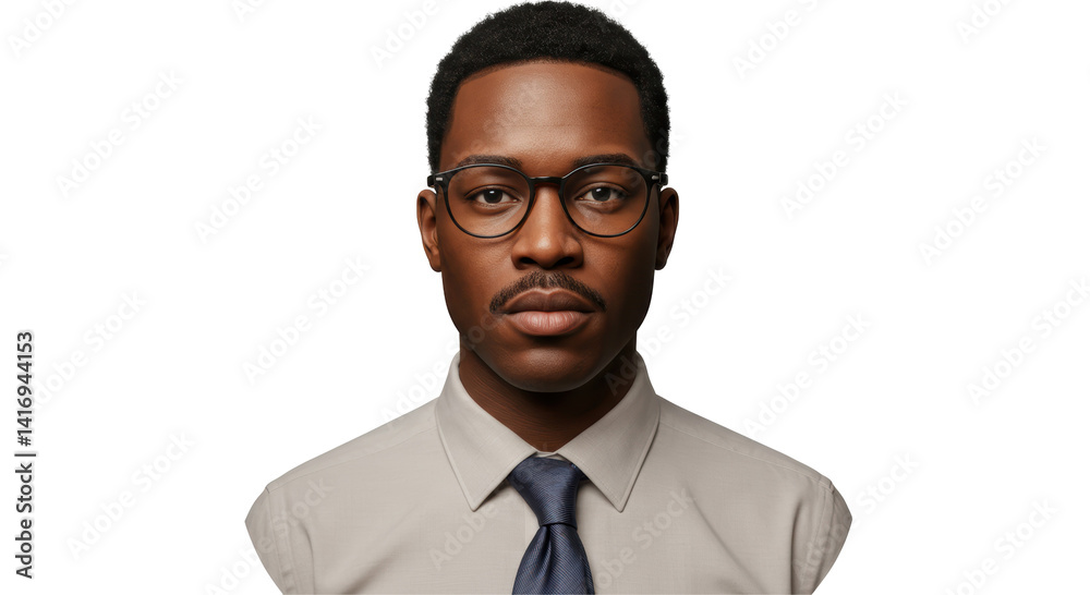 Isolated Portrait of African American Businessman with Glasses and Tie Isolated Portrait of African American Businessman with Glasses and Tie