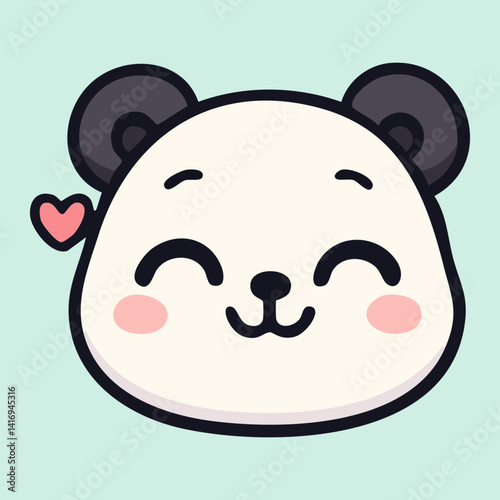 Loving baby panda with heart and affectionate face