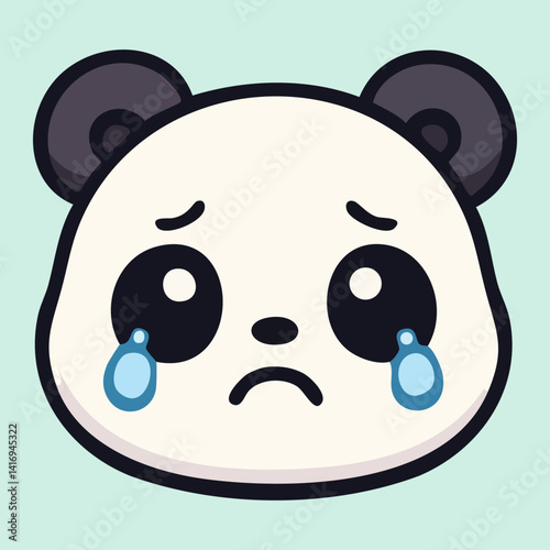Crying baby panda with tearful eyes and sad expression