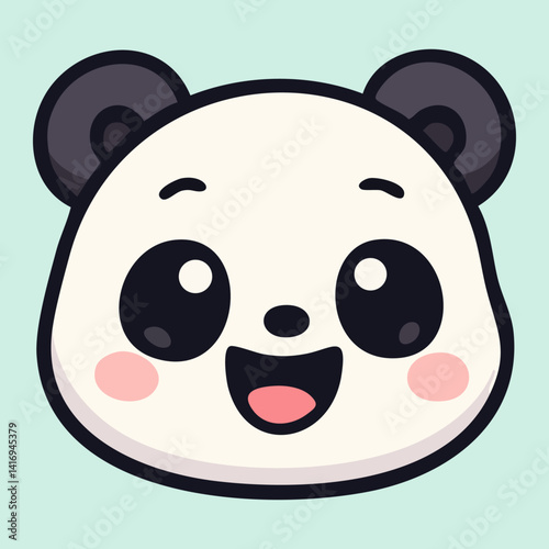 Blissful baby panda with wide smile and happy eyes