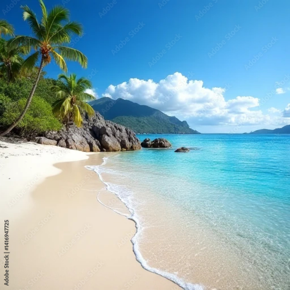 Fototapeta premium tropical beach with palm trees