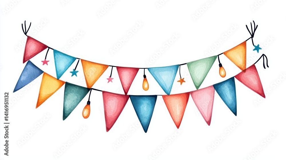 Obraz premium Colorful bunting with lights for festive celebrations and events