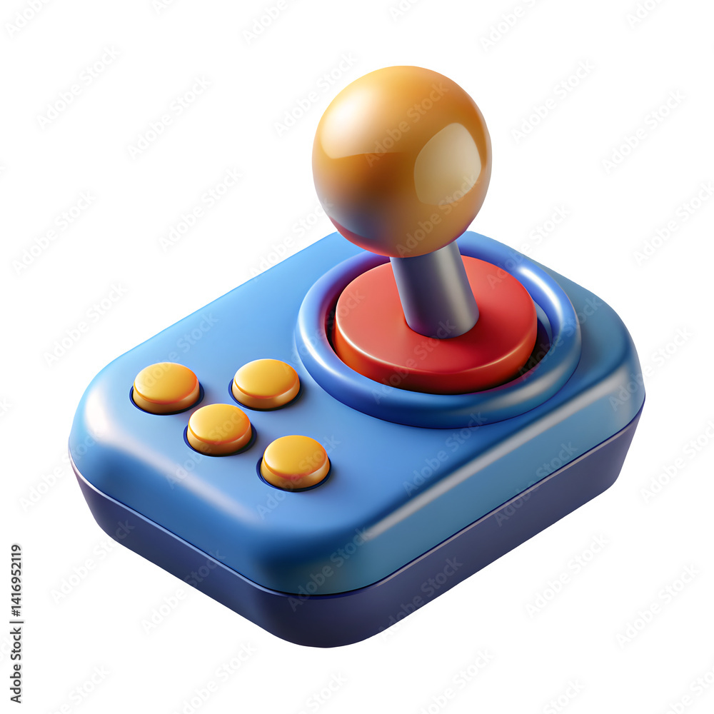 Design a 3D gaming industry icon featuring a joystick. Perfect for gaming and entertainment-related visualizations. Isolated on transparent background Design a 3D gaming industry icon featuring a joystick. Perfect for gaming and entertainment-related visualizations. Isolated on transparent background
