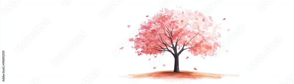 Obraz premium Graceful pink blossom tree with soft petals in gentle breeze