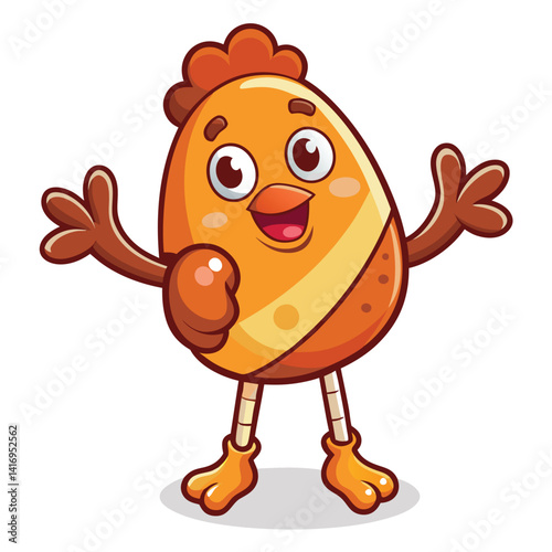 Cheerful egg-shaped chicken character