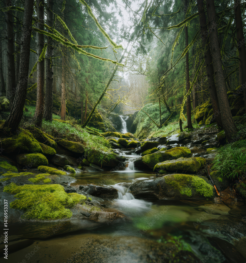 Obraz premium stream in the forest