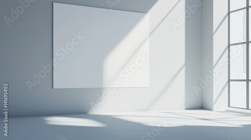 Large canvas on wall in white room with soft natural shadows