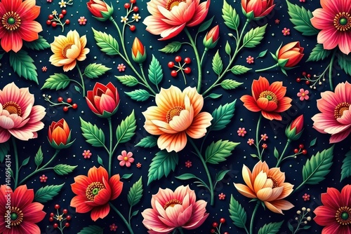 Intricate floral design, repeating seamlessly across surface, graphic, plant, purple