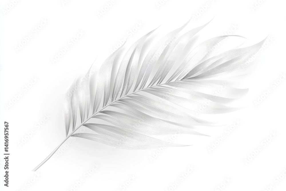 Obraz premium A single white palm leaf against a white background
