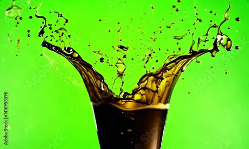 Coffee Splash Effect with Green Screen Background