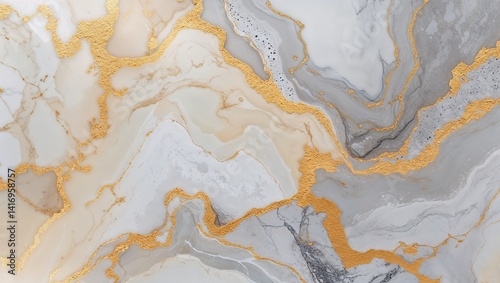 Soft cream and light gray marble texture with gentle streaks of gold