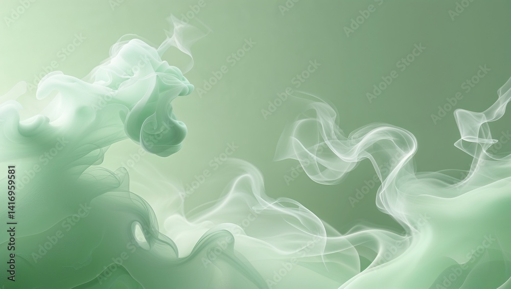 Soft pale green background with delicate wisps of white resembling smoke or fog Soft pale green background with delicate wisps of white resembling smoke or fog