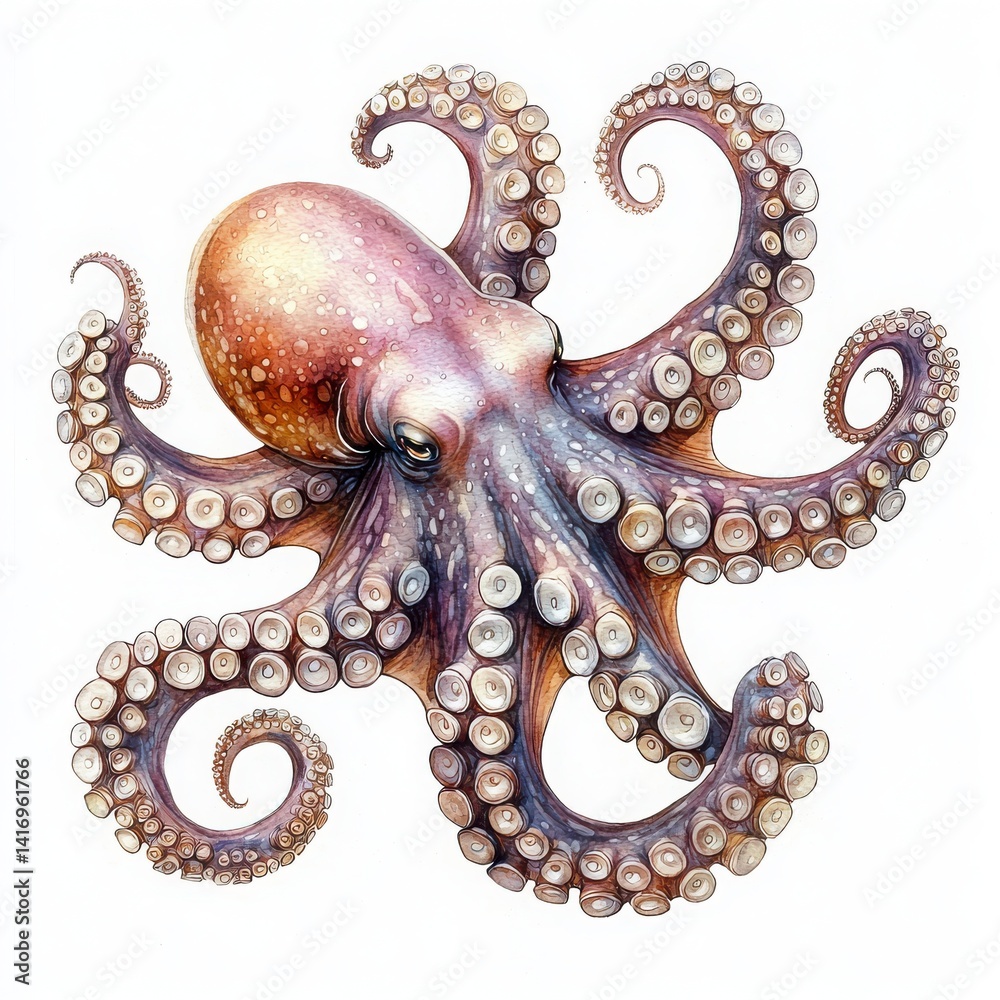 Obraz premium Colorful Octopus with Unique Tentacle Patterns and Intricate Details